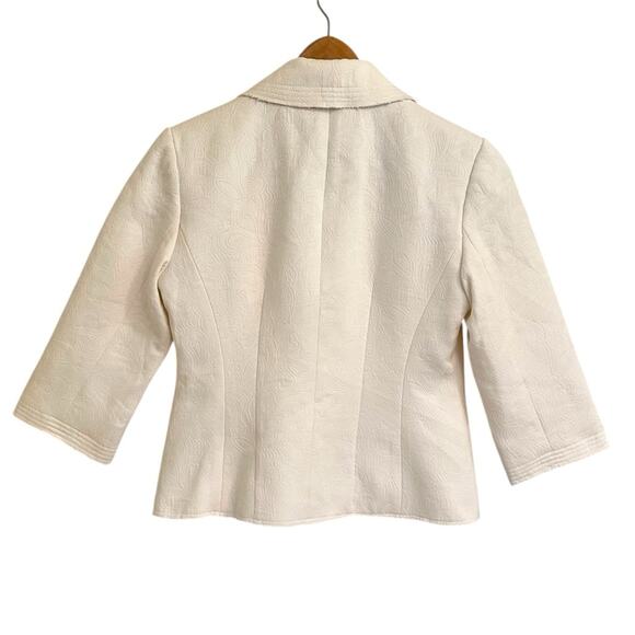 WHBM Off White Raw Edge Damask Blazer Faux Shell One Button Blazer Size 8 - Picture 3 of 5